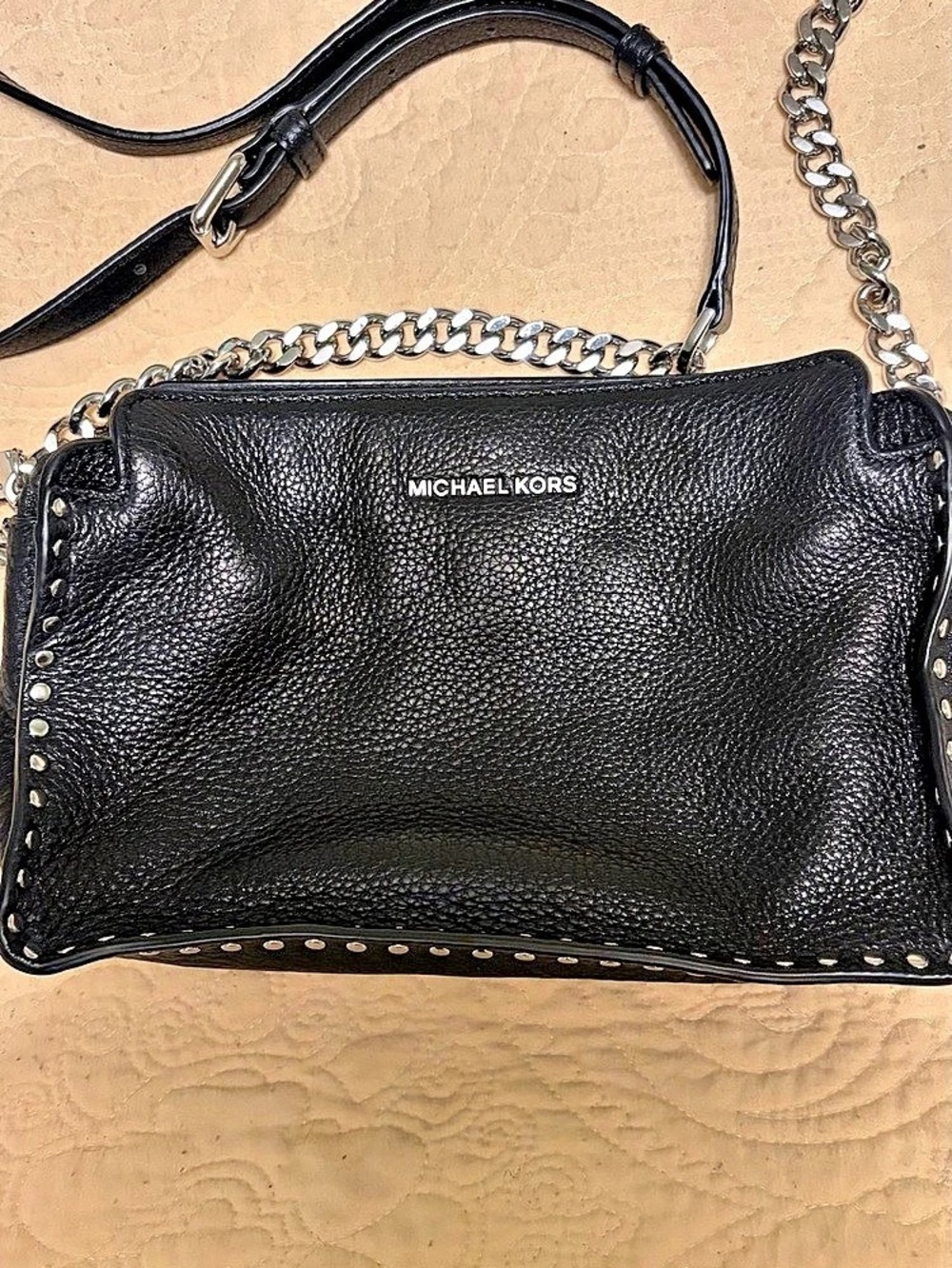 Michael Kors Black Studded Crossbody Bag 10x6